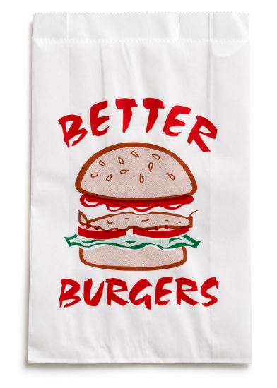 Picture of BURGER PAPER BAG PRINTED 160x55x230mm PACK/1000