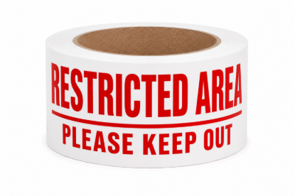 Picture of RESTRICTED AREA RED/ WHITE 100mm x 100M