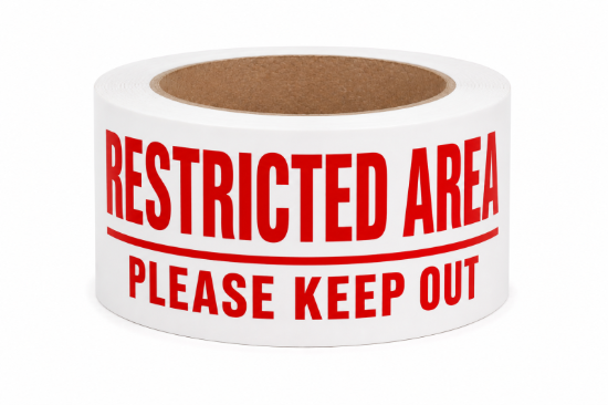 Picture of RESTRICTED AREA RED/ WHITE 100mm x 100M